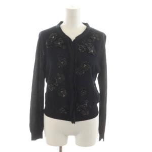 COLLECTION カーディガン 長袖 花モチーフ 40 黒 ブラック /RR
