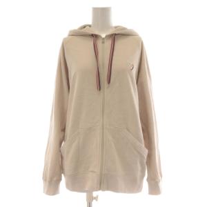 24SS ジップアップパーカー M ベージュ 長袖 フーディー ハート刺繍 /AU