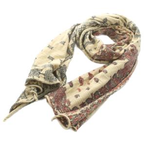 マフラー ストール ペイズリー柄 総柄 ベージュ 黒 ブラック 赤 レッド /KU