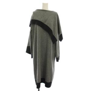 ケープ風ディテールニットドレス ワンピース ひざ丈 長袖 38 グレー /YM