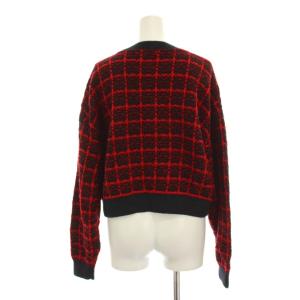 Diagram GRACE CONTINENTAL 23AW チェッククルーニットカーディガン ウール 長袖 36 赤 レッド 黒 ブラック 0323453116