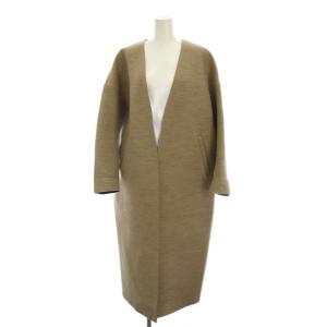 ウールボンディングノーカラーコート ロング アウター 36 ベージュ 300BA230-0540 /YM