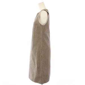S Max Mara ワンピース ひざ丈 ノースリーブ クルーネック 総柄 38 茶 ブラウン /BB