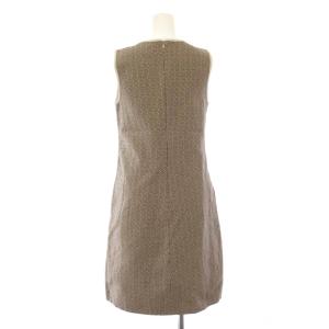 S Max Mara ワンピース ひざ丈 ノースリーブ クルーネック 総柄 38 茶 ブラウン /BB