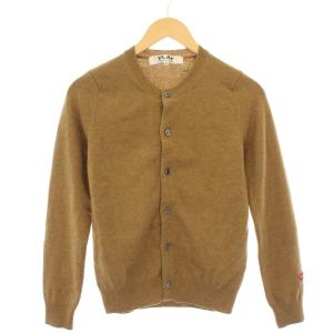 ニットカーディガン 長袖 クルーネック 薄手 ワンカラー S 茶 ブラウン /BB