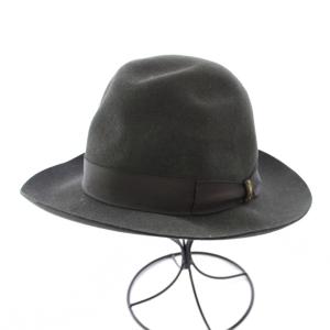 MAX&CO. ラビットファーフェルト ハット 帽子 ワンカラー リボン 56cm チャコールブラック