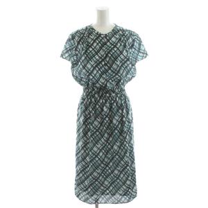 ワンピース ひざ丈 半袖 総柄 4 緑 グリーン 白 ホワイト K1J23-164-74 /AN16