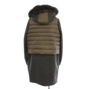 DOUBLE STANDARD CLOTHING ジロンラムメルトンコート ダウンコート フォックスファー フード付き アウター 36 グレー カーキ /YM