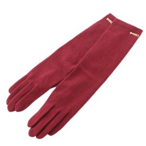 手袋 ニット ロゴ ワンポイント ワインレッド /BB OH