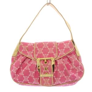 ワンショルダーバッグ マカダム柄 ピンク ゴールドカラー