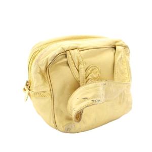 LOEWE ハンドバッグ アナグラム リボン レザー ゴールドカラー /YT OH