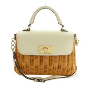 2WAY かごバッグ ハンドバッグ ショルダーバッグ ベージュ 白 /MI