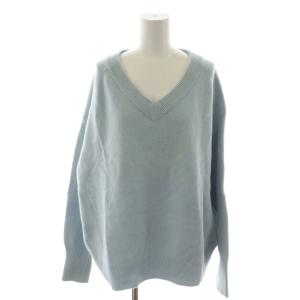 ニット セーター ウール カシミヤ混 水色 ライトブルー Vネック 長袖 /RR