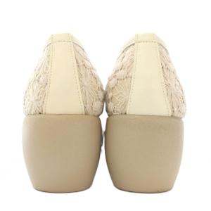 Hills Avenue パンプス オープントゥ ラウンドトゥ 厚底 メッシュ 刺繍 25cm ベージュ /BB