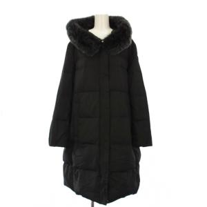 ダウンコート フーディ アウター ロング フォックスファー 15AR 黒 12328-02981 /KH