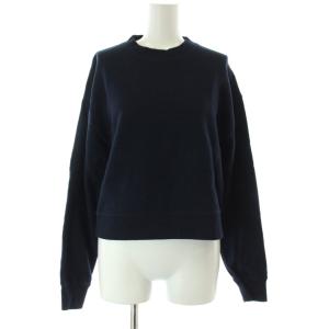 24AW コットン裏毛クロップドプルオーバー トレーナー ネイビー 長袖 クルーネック クロップド丈 24070900989130