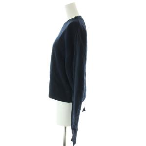 IENA 24AW コットン裏毛クロップドプルオーバー トレーナー ネイビー 長袖 クルーネック クロップド丈 24070900989130