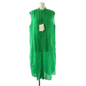 ワンピース ロング ノースリーブ リネン 36 緑 グリーン /ES
