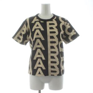 Tシャツ カットソー 半袖 クルーネック ロゴ M 黒 ブラック ベージュ /KU