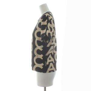 MARC JACOBS Tシャツ カットソー 半袖 クルーネック ロゴ M 黒 ブラック ベージュ /KU