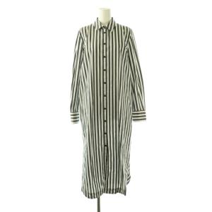 シャツワンピース ロング ストライプ柄 EUR36 チャコールグレー ホワイト /ES