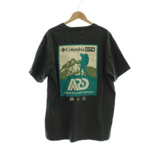 Columbia Tシャツ M グリーン 半袖 クルーネック バックプリント ジップ胸ポケット /JP