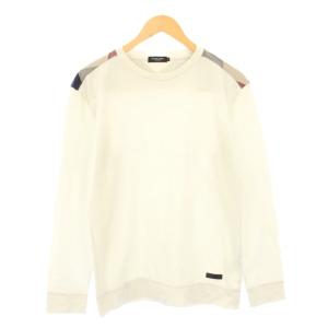ショルダーチェックニットソー Tシャツ カットソー 長袖 M 白 S1P32-231-02 /KH