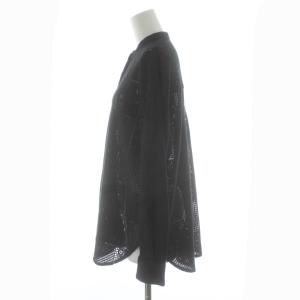 Spick&Span 25AW PEレースシャツ 長袖 バンドカラー 黒 ブラック 25050200900330 /KU