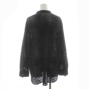 Spick&Span 25AW PEレースシャツ 長袖 バンドカラー 黒 ブラック 25050200900330 /KU