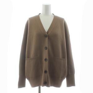 23AW ダブルジャガード ビッグカーディガン ニット 長袖 Vネック ウール混 茶 ブラウン 23080200533030