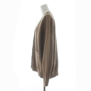 Spick&Span 23AW ダブルジャガード ビッグカーディガン ニット 長袖 Vネック ウール混 茶 ブラウン 23080200533030