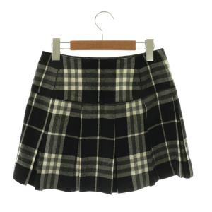 BURBERRY BLUE LABEL スカート ミニ チェック フレア ウール 36 黒 白 /NR