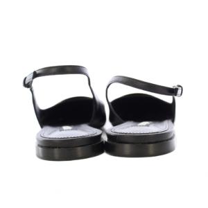 Sergio Rossi SR1 スリングバック ミュール ストラップパンプス ポインテッドトゥ ローヒール レザー 37 黒 ブラック