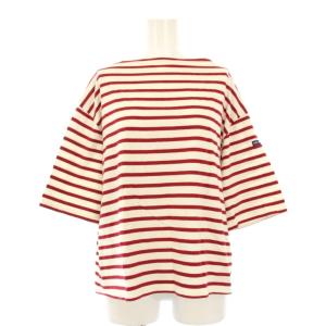 Tシャツ カットソー 半袖 ボーダー 36 白 赤 /KH