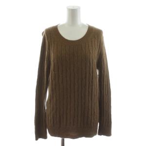 ニット セーター カシミヤ 2 茶 ブラウン ケーブル編み ラウンドネック 長袖 578-7263018