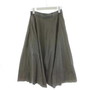 MARGARET HOWELL フレアスカート ロング チェック柄 2 黒 ブラック 白 ホワイト /AN4