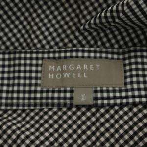 MARGARET HOWELL フレアスカート ロング チェック柄 2 黒 ブラック 白 ホワイト /AN4