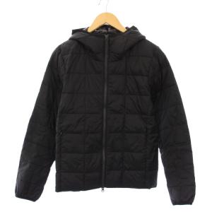 ダウンジャケット アウター ジップアップ フード ワンカラー ナイロン S 黒 ブラック /BB