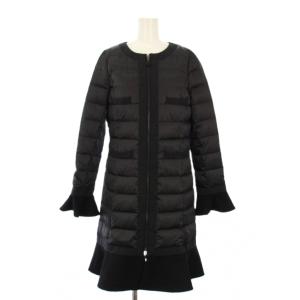 レイヤードダウンコート ノーカラー ロング 40 黒 W5A51-419-09 /KH