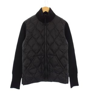 ダウンジャケット リブニット切替 スタンドカラー S 黒 /KH