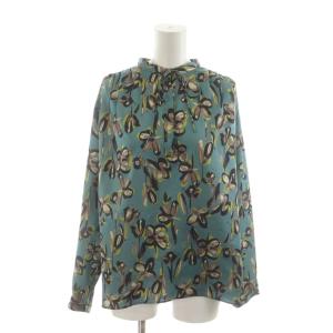 シャツ ブラウス 長袖 花柄 36 青系 ブルー /RR