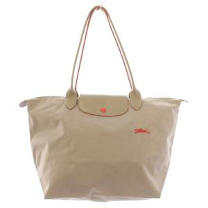 ル プリアージュ トートバッグ ハンドバッグ ロゴ 刺繍 ナイロン レザー 切替 グレージュ /BB