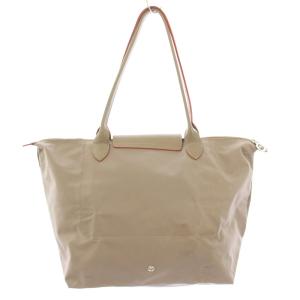 Longchamp ル プリアージュ トートバッグ ハンドバッグ ロゴ 刺繍 ナイロン レザー 切替 グレージュ /BB