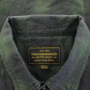 NEIGHBORHOOD B&C C-SHIRT SS カジュアルシャツ 半袖 レギュラーカラー チェック柄 S 緑 グリーン 黒