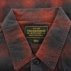 NEIGHBORHOOD B&C C-SHIRT SS カジュアルシャツ 半袖 レギュラーカラー チェック柄 S 赤 レッド 黒