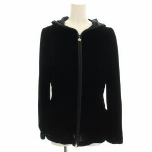 ベロア パーカー ジップアップ 長袖 36 黒 ブラック 6433250 /G