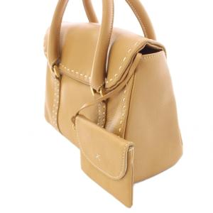 Kitamura ハンドバッグ レザー ワンカラー ロゴ ポーチ付き ベージュ /BB