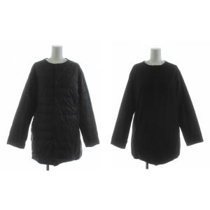 ライトリバーダウン ノーカラーリバーシブルコート ミドル丈 トートバッグ付き M 黒 ブラック PL93FC653