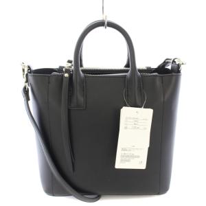 2WAYスクエアバッグ ハンドバッグ ショルダーバッグ フェイクレザー ワンカラー 無地 F 黒 ブラック