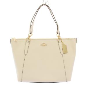 トートバッグ ハンドバッグ レザー ロゴチャーム ワンカラー 白 ホワイト タグ付き F11900 /BB